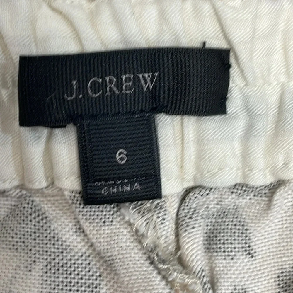 J. Crew Ruffle Waist Linen Blend Leopard Pants 6